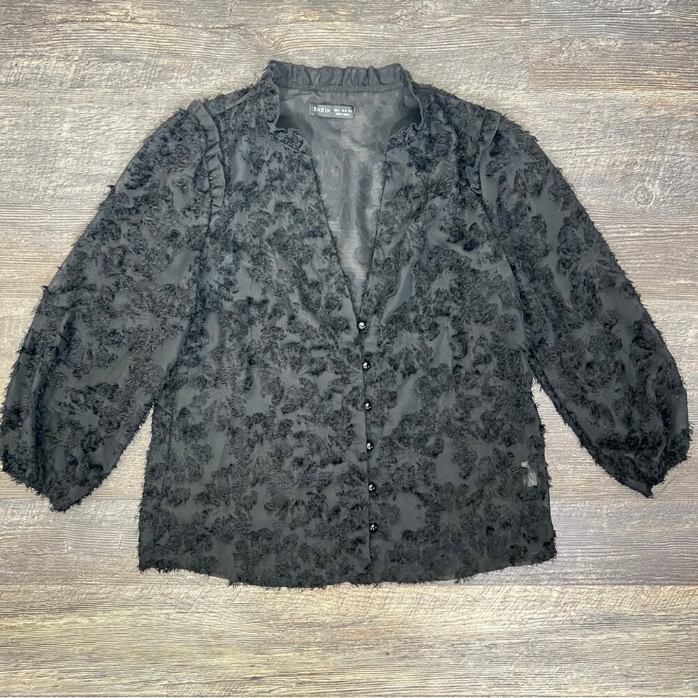 SHEIN Black Sheer Blouse size small S B166